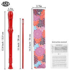 Jasenna Recorder Instrument for Beginner Kids Adults,8-Hole Soprano Descant Recorder Music Flute with with Cleaning Rod & Leather Case For School Student Home Entertainment(2-Colorful Flower)