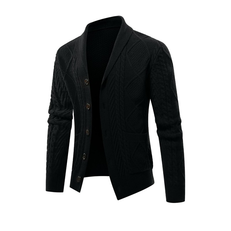 JMIERR Men's Cardigan Sweaters Fall Casual Long Sleeve Shawl Collar