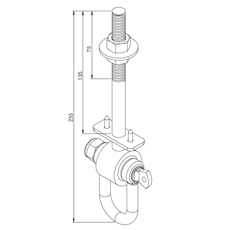 Swing Hook D M12 225 mm Maximum Load 120 kg
