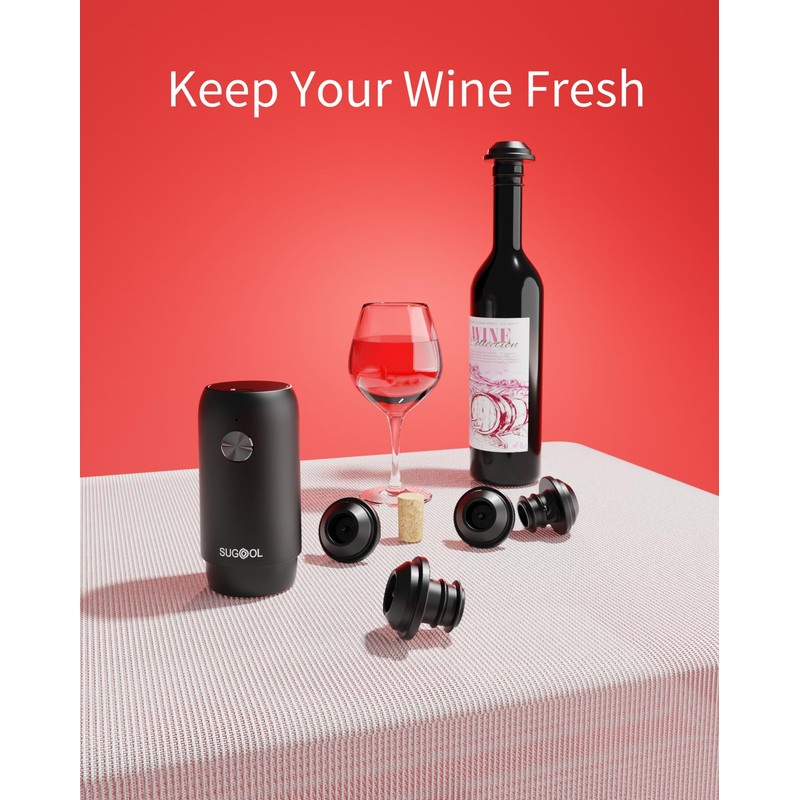 Electric Wine Saver & Preserver Pump with Vacuum Wine Bottle