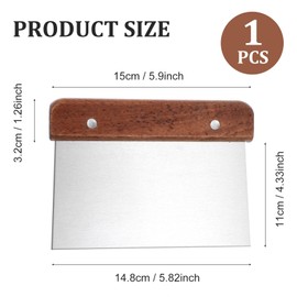 JJUNW 1 Pc Bench Scraper Kitchen, Stainless Steel Dough Scraper Fish Spatula Dough Cutter Knife, Wood Handle Dough Pastry Cutter Suitable for Kitchen, Dessert Shop(1 Pc)