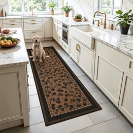 DweIke Easy Jute Non Slip Runner Rug, 2x6 Kitchen Runner Rug Washable Outdoor Rug for Entryway Indoor, Indoor Outdoor Carpet for Hallway Entry Front Door, Brown