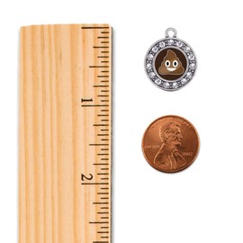 Inspired Silver - Poop Emoji Silver Braided Bracelets for Women - Circle Charm Bracelet Jewelry Gift with Cubic Zirconia - Women's Charm Bracelet with Lobster Claw Clasp