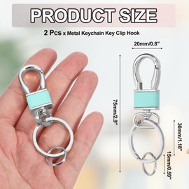 MECCANIXITY 2 Pcs Metal Keychain Key Clip Hook, Key Ring Holder Organizer Swivel Clasp Keyring Leather Key Chain Clips Buckle for Car Accessories Bag Wallet, Dark Purple/Cyan