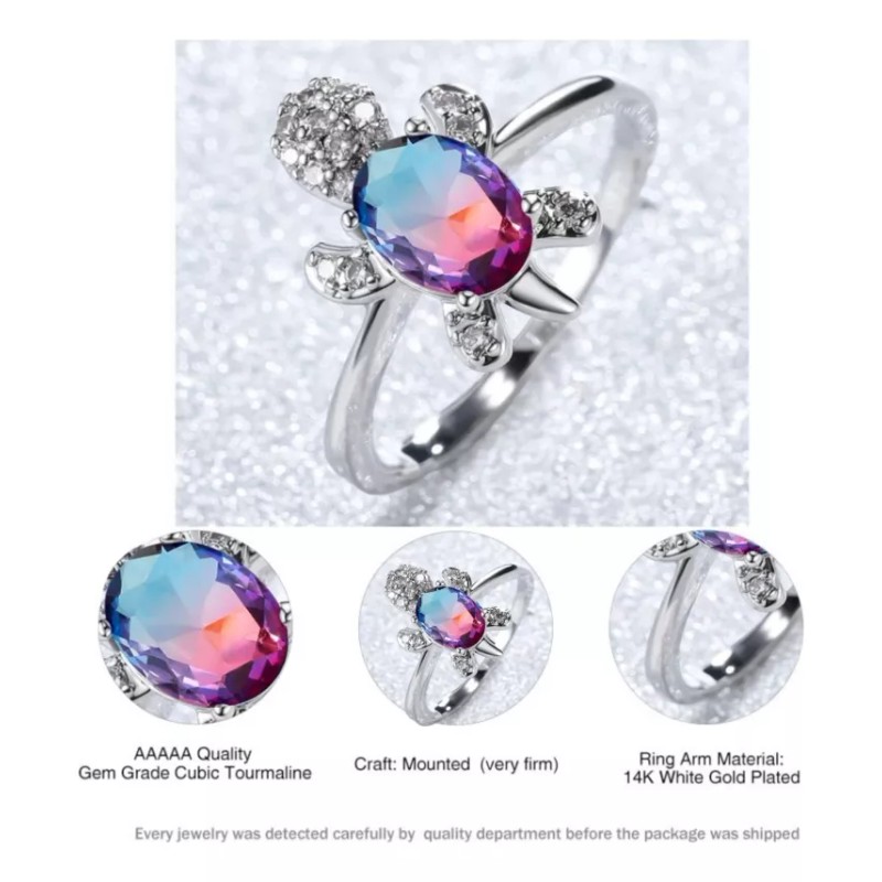 Dtup Anillo De Tortuga Plata S925 Símbolo De Suerte Y