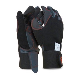 Oregon 295395 Schutzhandschuhe für Kettensägenarbeiten, vierfacher Stretchstoff, Größe L, Schwarz, Grau, Rot