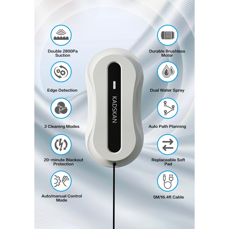 KADSKAN Window Cleaning Robot, Automatic Window Cleaner with Water Spray