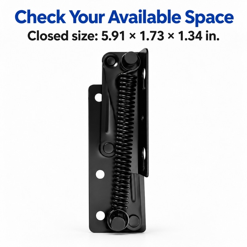 2-Pack 80° Spring-Assisted Lift-Up Hinges for Cabinet Doors & Furniture