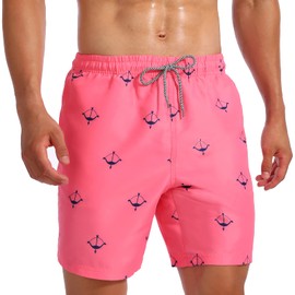 Biwisy Men's Swim Shorts Quick Dry Mesh Lining Swimwear Bathing Suits with Pockets