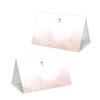 pseuaudo Baptism Place Cards, Pink Gold Foil Religious Name Card