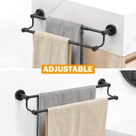 BESy Adjustable 16.5-28.5 Inches Double Bath Towel Bar for Bathroom SUS304 Stainless Steel Towel Holder, Hotel Style Wall Mount with Screws Hand Towel Bar，Towel Rack Rod Hanger, Oil Rubbed Bronze