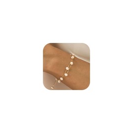 Irikdescia 14K Gold-Plated Gold Pearl Bracelet Women, Adjustable Bracelet with Pearls, Simple Bracelet for Women, Pearl Bracelets, Pearl Jewellery