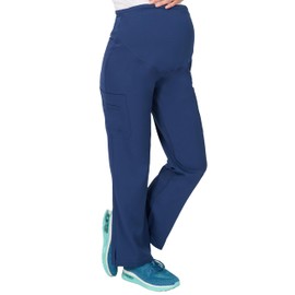 Evolution Scrubs Women's 4-Way Stretch Maternity Pant, Navy, Small