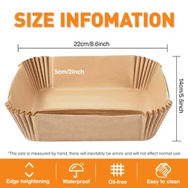 Hocent Air Fryer Liners for Ninja, 150 PCS Non-Stick Disposable Parchment Paper Liners for Ninja DZ201/DZ401 Dual Air Fryer, Food Grade Air Fryer Accessories with Cook Times, Rectangle 8.7 x5.6 inch