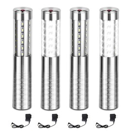 4 Pieces LED Strobe Baton Light Bottle Service Lights Bright Rechargeable Champagne Bottle Handheld Light Topper for Bar Nightclub Wedding Party Concert （Silver）