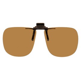 Polarized Clip-on Flip-up Plastic Sunglasses - Square - 60mm Wide X 54mm High (136mm Wide) - Polarized Brown Lenses - Shade Control G-Clips