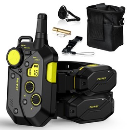 PATPET Shock Collar for Large Medium Small Dog 15-150lbs - 3/4 Mile Range Safe Shock E Dog Training Collar with Remote (Black Green, 2 receivers)