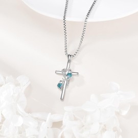 ONEFINITY Elephant Necklace 925 Sterling Silver Cross Infinity Elephant Necklaces Elephant Mom Jewellery Gifts for Women Mother Grandma