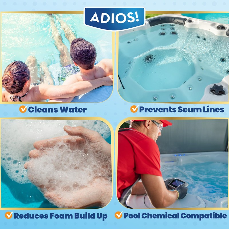 ADIOS! 3-in-1 Spa Cleaner - Clarifies Water, Stops Scum and