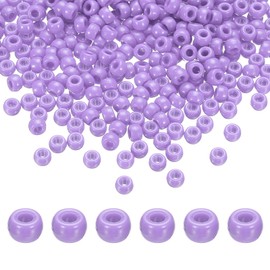 HARFINGTON 1000Pcs Light Purple Pony Beads 6x9mm Acrylic Bulk Plastic Barrel Bead for Necklace Key Chain Jewelry Making Earring Hair Braiding