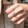 Adjustable Silver Rings For Women Simulated Diamond Square Pink Ring
