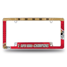 Rico AFC19SB5T 49Ers 5 Time Super Bowl Champs All Over Chrome Frame