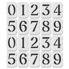 Curb Stencil Kit for Address Painting – Includes All Numbers, 4-Inch Durable & Reusable Plastic Stencils for Sidewalks, Pavement, and Industrial Use (2 of Each, Soft Serif Font)