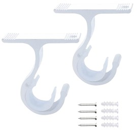 AZWOOD Adjustable Curtain Rod Bracket, Pack of 2, Heavy Duty Curtain Rod Brackets, Ceiling Hanger, Curtain Rod Holder, Cabinet Support, Hook, Mounting Rod Holder with Screw for Diameter