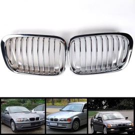 Astra Depot Set Left & Right 2X CHROME Front Hood Kidney Grille Compatible For 1998-2001 E46 320i 323i 325i 328i 330I