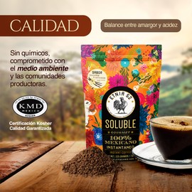 Café Soluble Instantaneo y Aglomerado - Sabor Vainilla | 225g | Aroma y Gusto Firme | Sin azúcares añadidos | 100% Mexicano | Certificación Kosher | Café Soluble | ETNIA 52
