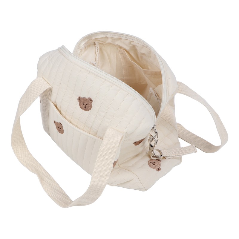 Multifunctional Baby Stroller Storage Bag Zipper Embroidery Reusable Handbag Nappy