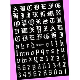 Art Latin Roman English Alphabet Letters Numbers 3D Nail Art Sticker White for Nails Design Nail Art Stickers Decals Supplies Manicure Tips Sticker Colorful for Nail Decorations