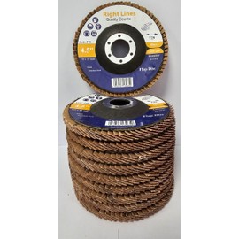 RIGHT LINES Ceramic Flap Disc 115mm 10 Pack P40 grit T29 Bevel Edge For SANDING GRINDING METAL STEEL AND STAINLESS