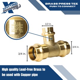 5 pcs XFITTING 3/4" x 3/4" x 1/2" Press Tee, 202-5-4=5X