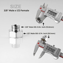 Water Line Adapter, 4 PCS Pipe Fittings in 1/2" Female to 3/8" Male Reducer Adapter, Compression Fitting for Kitchen Bathroom Faucet Supply Hose, Stop Valve Adapter, Pipe Connector With Rubber Washer