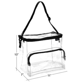 Masirs Clear Lunch Bag, Durable PVC Plastic See Through Lunch Bag with Adjustable Shoulder Strap Handle for Prison Correctional Officers, Work, School, Stadium Approved, Freezer Proof, (Large)