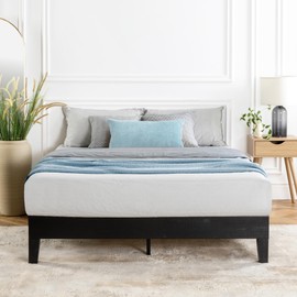 Mellow Naturalista Grand 12 Inch Solid Wood Platform Bed with Wooden Slats, Easy Assembly, Queen, Black