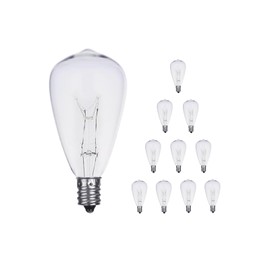 10 Pack ST38 Replacement Bulbs, 5W Edison Bulbs E12 Candelabra Base, Warm White Clear Glass Waterproof Incandescent for Outdoor String Lights & Patio Décor
