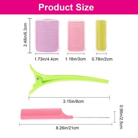 Hair Rollers, Velcro Rollers for Hair, 3 Sizes Hair Curlers Roller with Clips and Steel Needle Comb for Long Hair, Short Hair, Thin Hair, Bangs (25 Pcs)