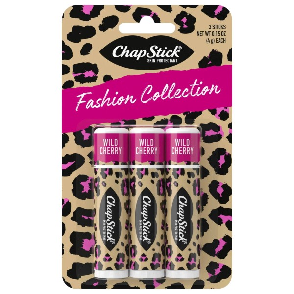 ChapStick Fashion Collection Leopard Lip Balm, Wild Cherry Flavored, 0.15