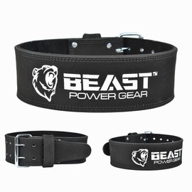 Beast Power Gear Weight Lifting Belt for Women & Men - Leather Power Belt with Back and Core Support for Weightlifting, Powerlifting, Strength Training, Squat and Deadlift Free Strap