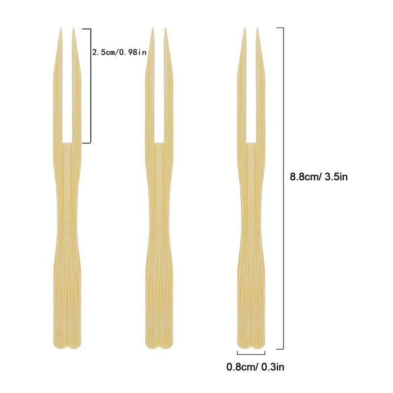 Yeenano Pack of 200 Bamboo Fruit Forks for Party, Finger