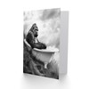 Artery8 Greeting Card Gorilla Bubble Bath Bathtub Black White Surreal