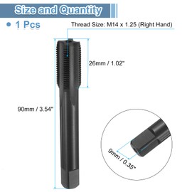 sourcing map Straight Flute Thread Tap, M14 x 1.25 Metric Nitride Coated Screw Threading Tapping Tool Thread Milling Machine Taps, 6542 High Speed Steel (HSS)