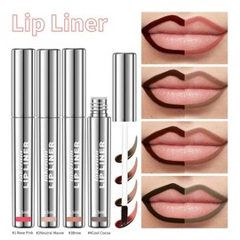 4Pcs Peel Off Lip Liner Stain Set , Waterproof Nude Matte Lip Tint, Non-Fading Peel Off Lip Color, Effortless Precision & Full Coverage, 24H Color Hold