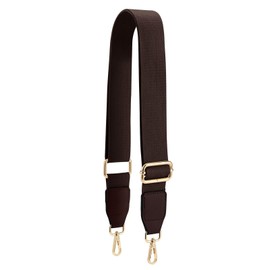 QIUTIMIY Canvas Adjustable Replacement Bag Strap, Wide Shoulder Bag Belt with Metal Swivel Hooks for Messenger Bag Handbag, Gold-dark brown