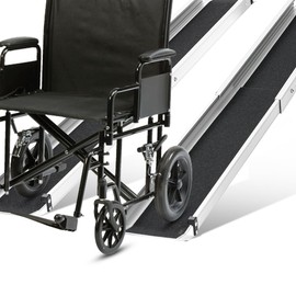 KOLO 5FT Adjustable Wheelchair Ramp Telescoping Portable Ramps for Steps Aluminum Lightweight Ramp with Storage Bag Non-Skid Ramps for Wheelchair for Home 60" L x 7.4" W 600lbs Capacity (2 Pack)