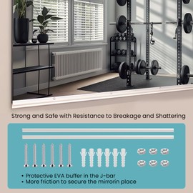 VSAR House Home Gym Mirrors, Tempered Glass Gym Mirror, 2Pcs 48"×30" Large Gym Mirrors for Gym, Oversized Full Length Wall Mirrors for Yoga Dance Studio, Bedroom, Living Room