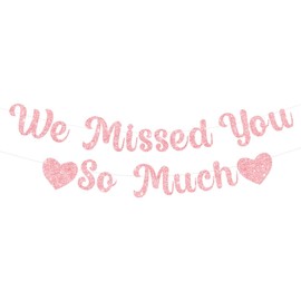 MDLLDM We Missed You Banner We Missed You So Much Banner Rose Gold Welcome Home Decorations Banners Flag Glitter Bunting Backdrop for Welcome Back Welcome Home Baby Shower Party Decorations Rose Gold