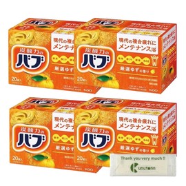 Kao Bub Yuzu Scent Carbonated Bath Salt, Set of 4, 20 Tablets + Kunutonn Original Logo e Bonus